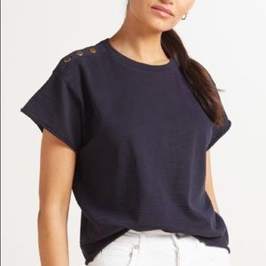 Nation LTD - Navy Blue Snap Tee, XS